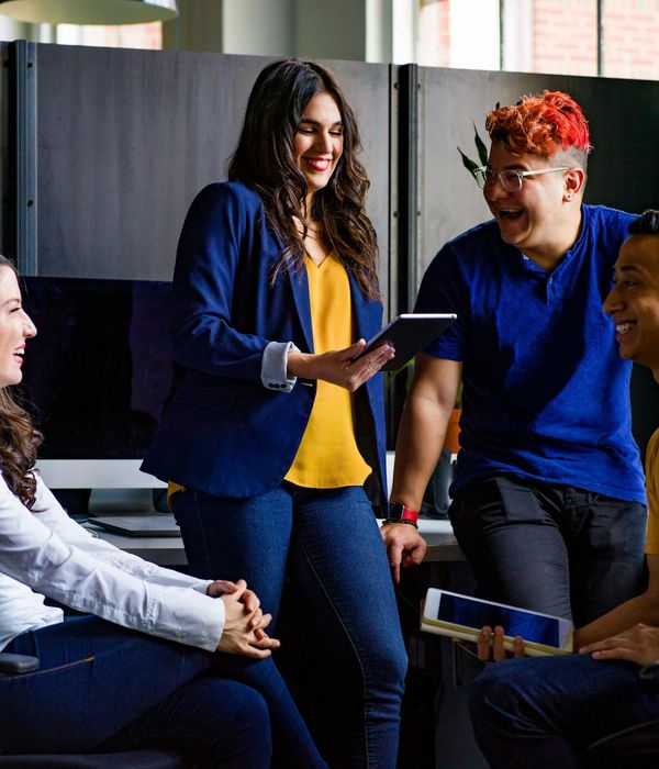 Magical team transformation process with happy employees